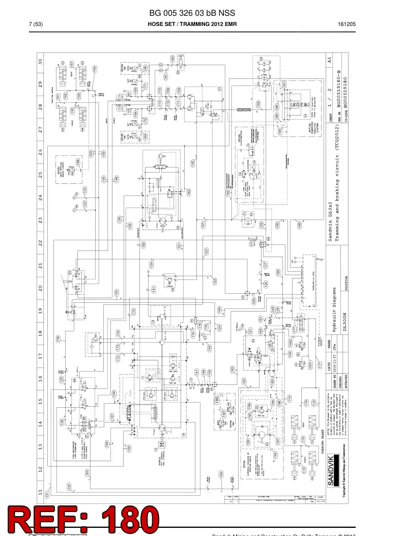 BG00653017b BG 006 530 17b Hose Assembly, Hydraulic - Sandvik Technical Drawing
