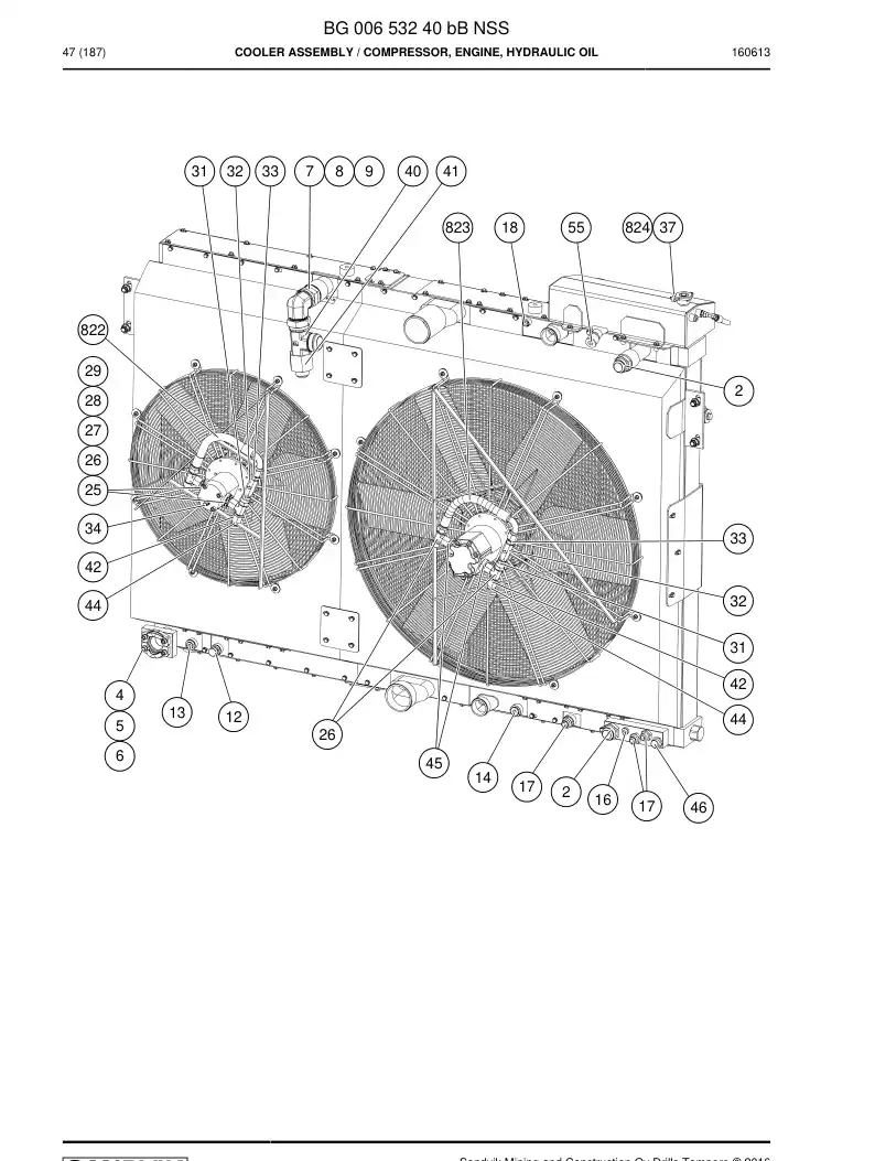 BG00653240b BG 006 532 40b Cooler Assembly - Sandvik Technical Drawing