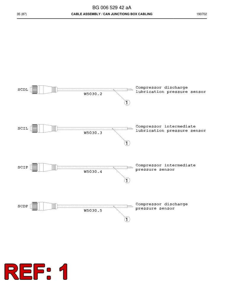 BG00653264a BG 006 532 64a Cable, Prewired Plug - Sandvik Technical Drawing