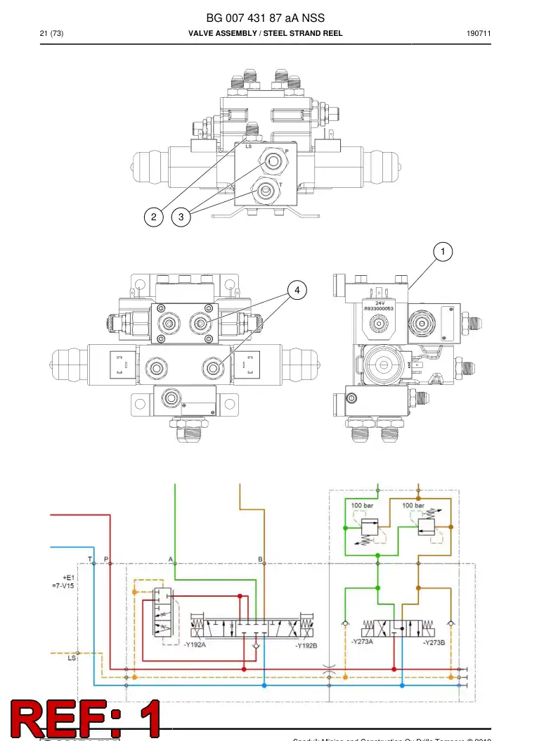 BG00654349b BG 006 543 49b Valve Assembly, Directional - Sandvik Technical Drawing