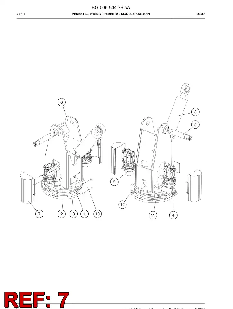 BG00654505b BG 006 545 05b Pedestal - Sandvik Technical Drawing