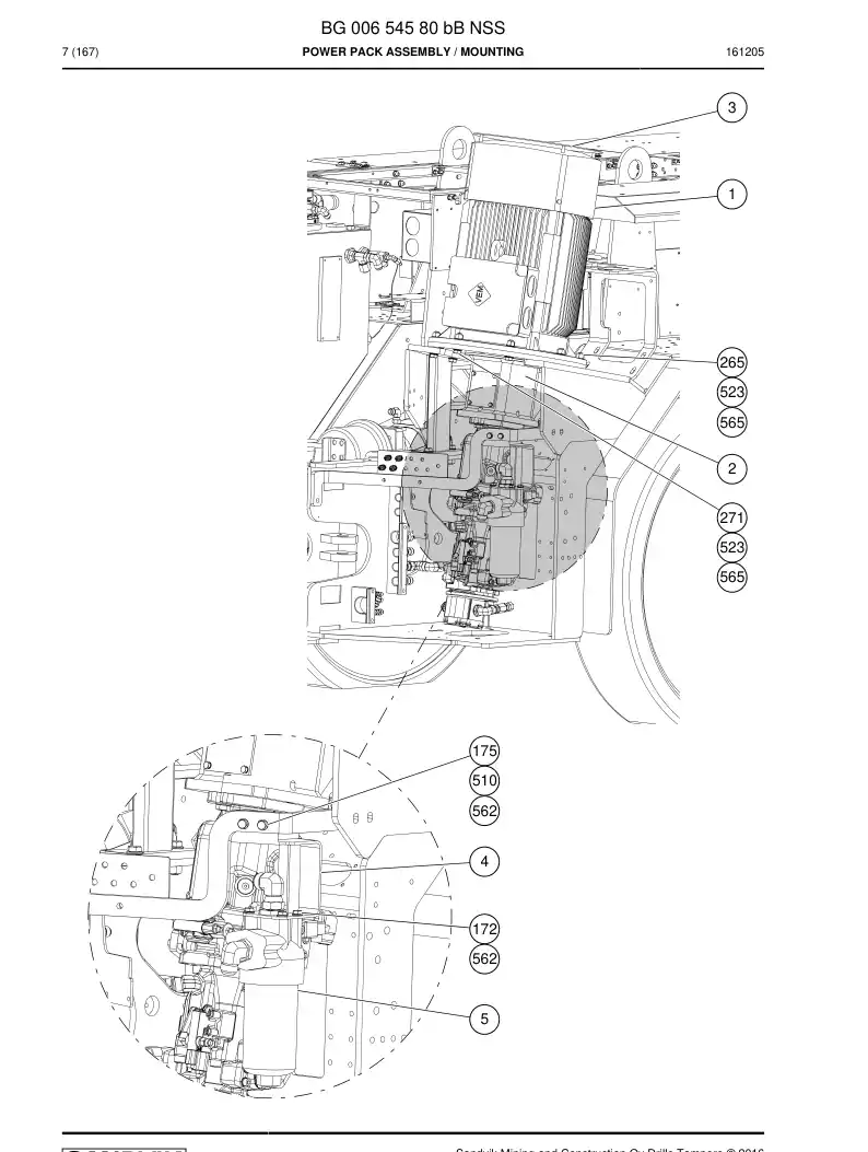 BG00654580b BG 006 545 80b Power Pack Assembly - Sandvik Technical Drawing