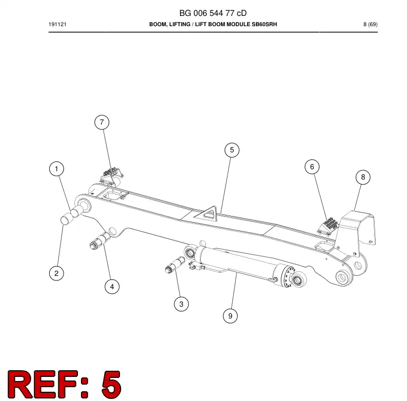 BG00654616a BG 006 546 16a Boom, Lifting - Sandvik Technical Drawing