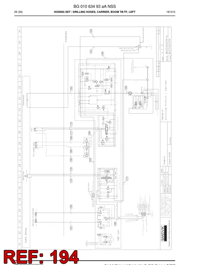 BG00654623b BG 006 546 23b Hose Assembly, Hydraulic - Sandvik Technical Drawing