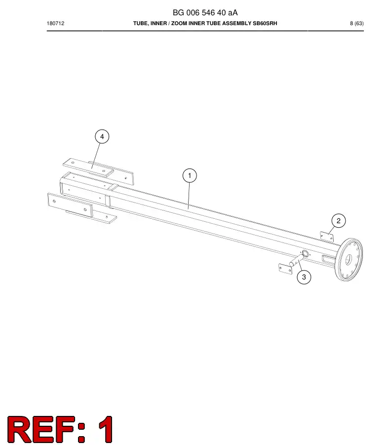 BG00654653a BG 006 546 53a Tube, Inner - Sandvik Technical Drawing