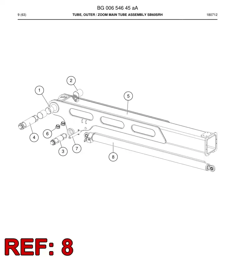 BG00654695a BG 006 546 95a Cylinder, Hydraulic - Sandvik Technical Drawing