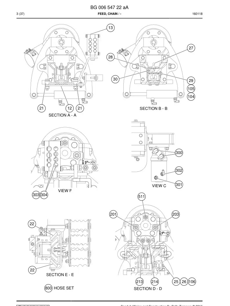 BG00654722a BG 006 547 22a Feed, Chain - Sandvik Technical Drawing