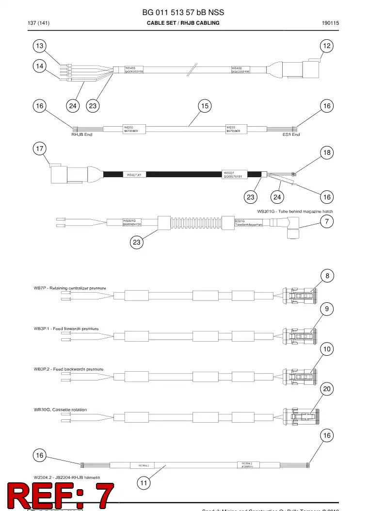 BG00654730a BG 006 547 30a Cable, Prewired Plug - Sandvik Technical Drawing