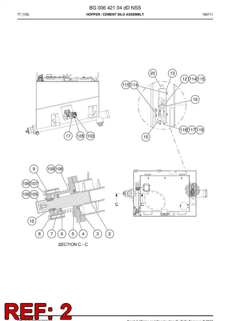 BG00655257b BG 006 552 57b Feed, Screw - Sandvik Technical Drawing