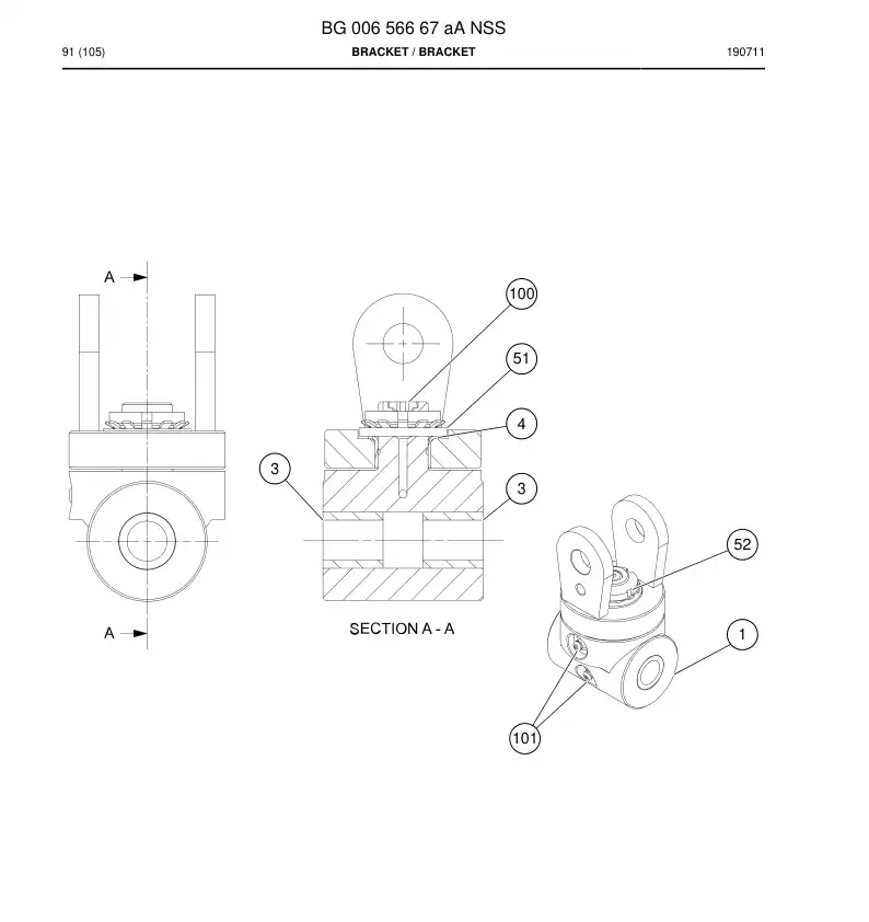 BG00656667a BG 006 566 67a Bracket - Sandvik Technical Drawing
