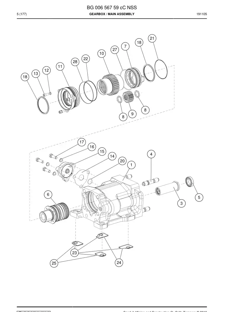 BG00656759c BG 006 567 59c Gearbox - Sandvik Technical Drawing