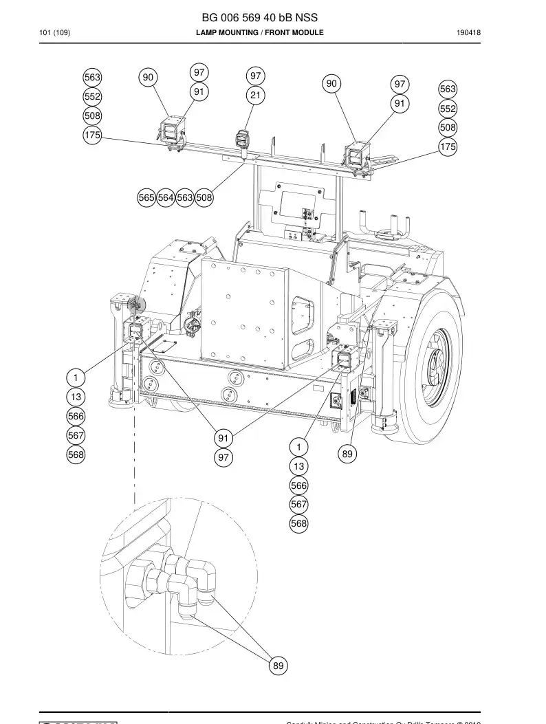 BG00656940b BG 006 569 40b Lamp mounting - Sandvik Technical Drawing