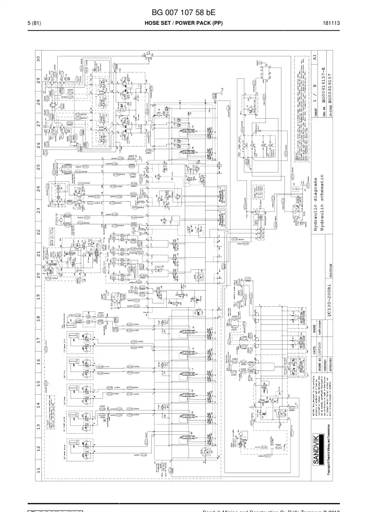 BG00657174a BG 006 571 74a Hose Assembly, Hydraulic - Sandvik Technical Drawing