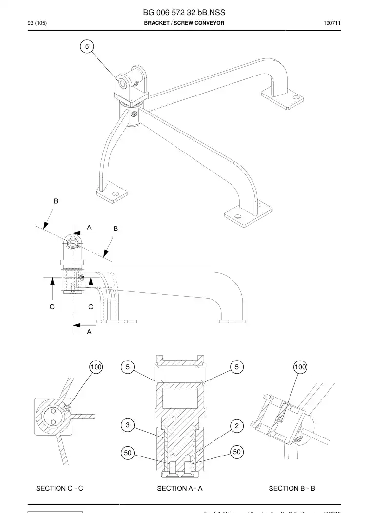 BG00657232b BG 006 572 32b Bracket - Sandvik Technical Drawing