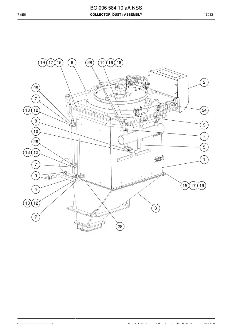 BG00658410a BG 006 584 10a Collector, Dust - Sandvik Technical Drawing