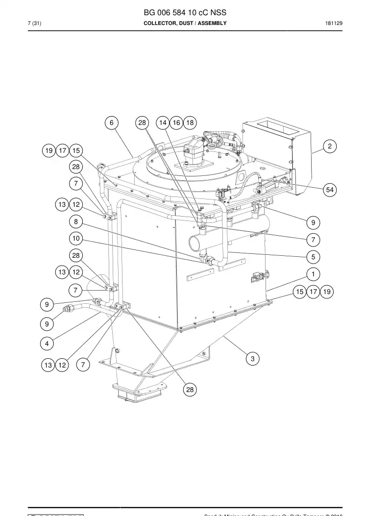BG00658410c BG 006 584 10c Collector, Dust - Sandvik Technical Drawing