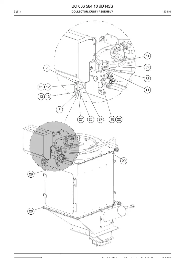 BG00658410d BG 006 584 10d Collector, Dust - Sandvik Technical Drawing