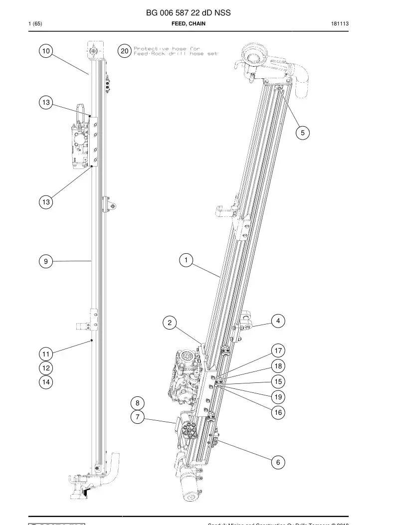 BG00658722d BG 006 587 22d Feed, Chain - Sandvik Technical Drawing