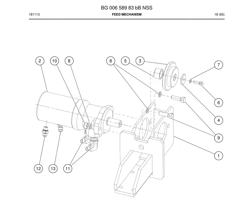 BG00658983b BG 006 589 83b Feed Mechanism - Sandvik Technical Drawing
