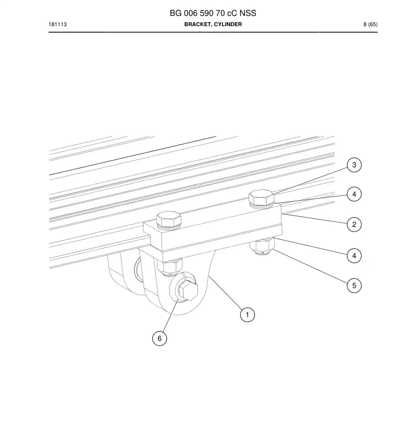 BG00659070c BG 006 590 70c Bracket, Cylinder - Sandvik Technical Drawing