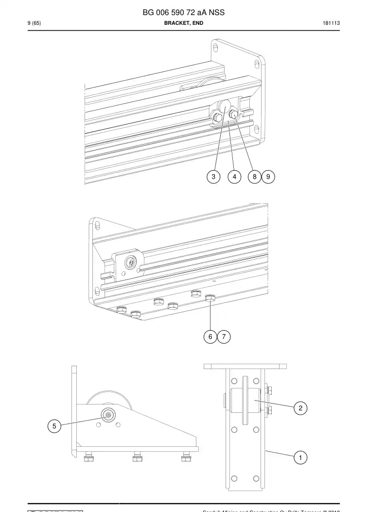 BG00659072a BG 006 590 72a Bracket, End - Sandvik Technical Drawing
