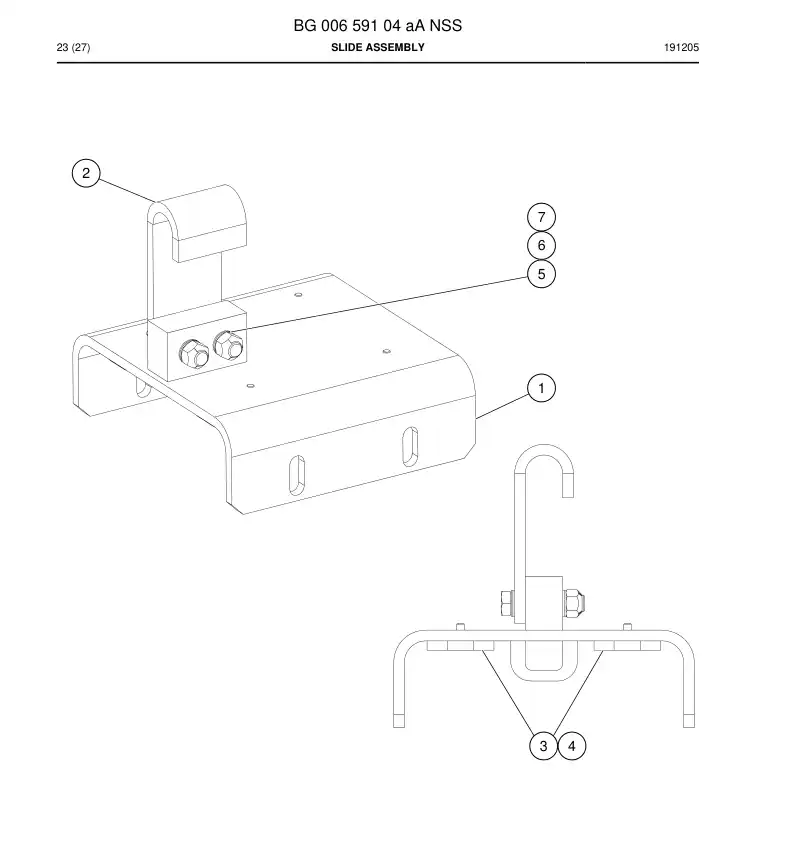 BG00659104a BG 006 591 04a Slide Assembly - Sandvik Technical Drawing