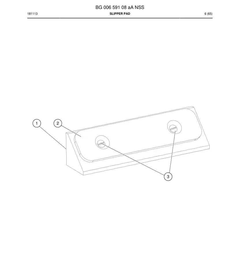 BG00659108a BG 006 591 08a Slipper Pad - Sandvik Technical Drawing