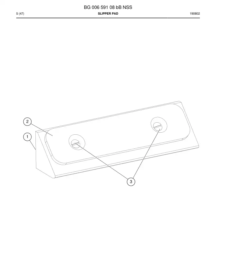 BG00659108b BG 006 591 08b Slipper Pad - Sandvik Technical Drawing