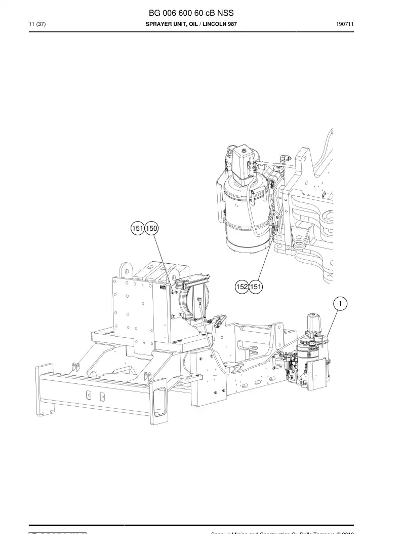 BG00660060c BG 006 600 60c Sprayer Unit, Oil - Sandvik Technical Drawing