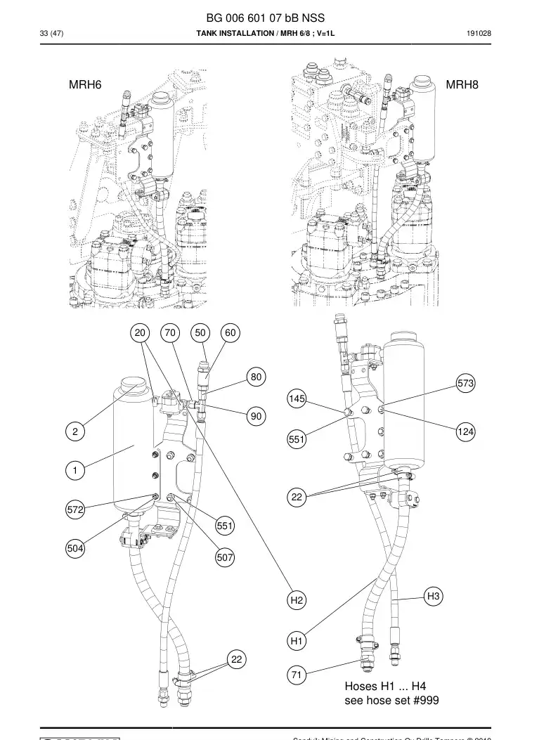 BG00660107b BG 006 601 07b Tank Installation - Sandvik Technical Drawing