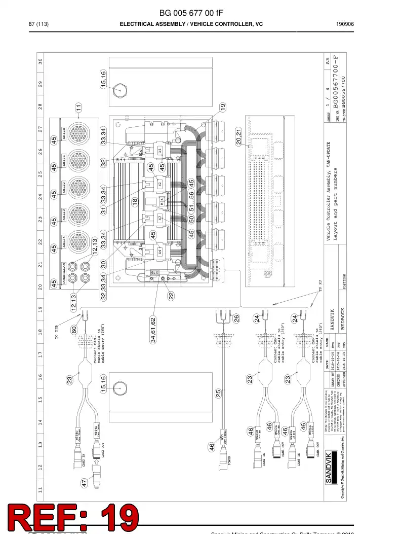 BG00660141c BG 006 601 41c Harness, Wiring - Sandvik Technical Drawing