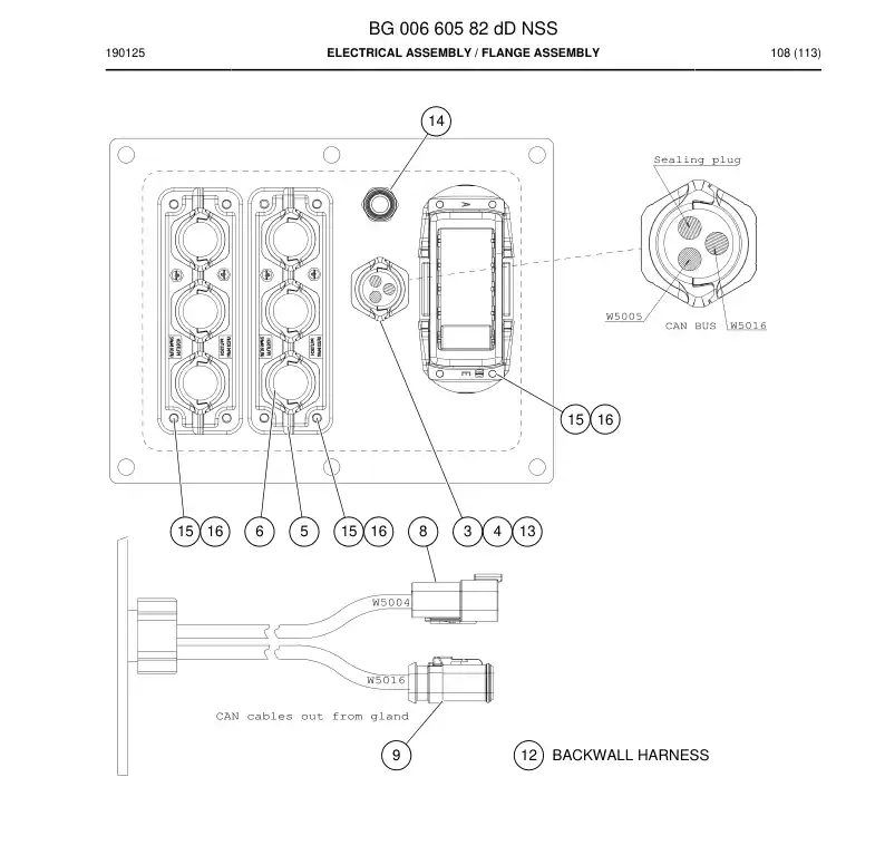 BG00660582d BG 006 605 82d Electrical Assembly - Sandvik Technical Drawing