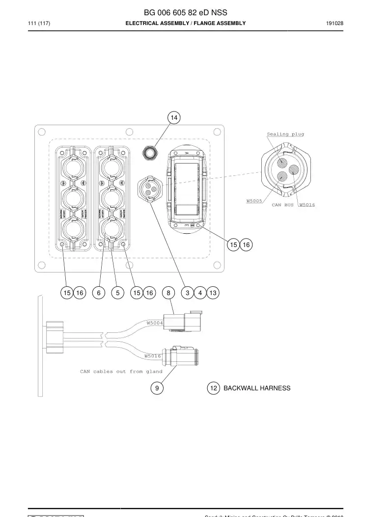 BG00660582e BG 006 605 82e Electrical Assembly - Sandvik Technical Drawing