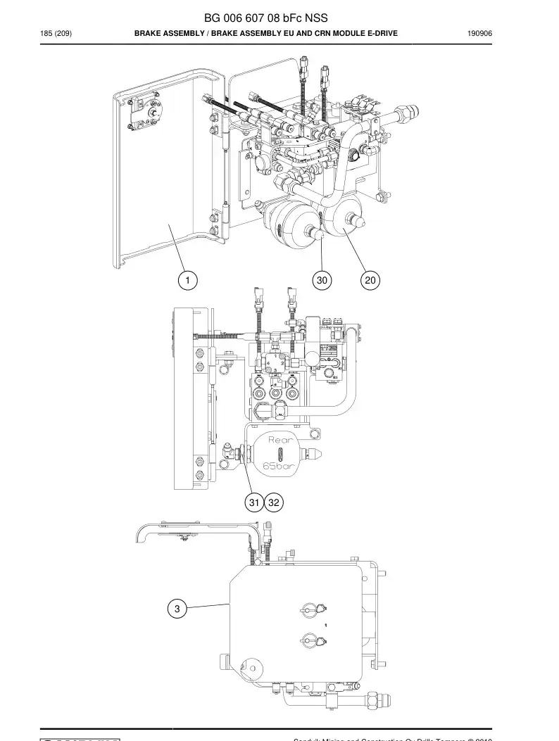 BG00660708b BG 006 607 08b Brake Assembly - Sandvik Technical Drawing