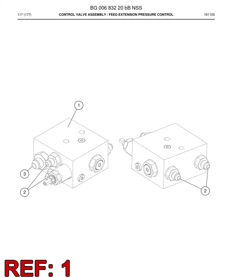 BG00661091d BG 006 610 91d Block, Valve - Sandvik Technical Drawing