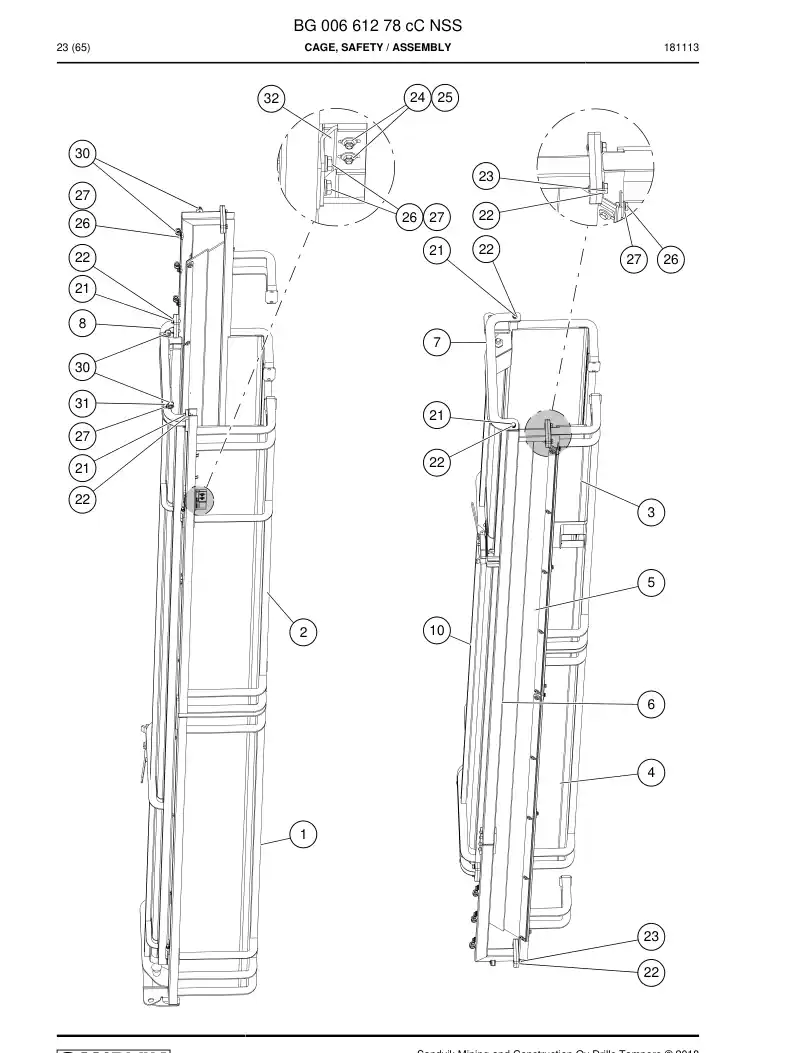 BG00661278c BG 006 612 78c Cage, Safety - Sandvik Technical Drawing