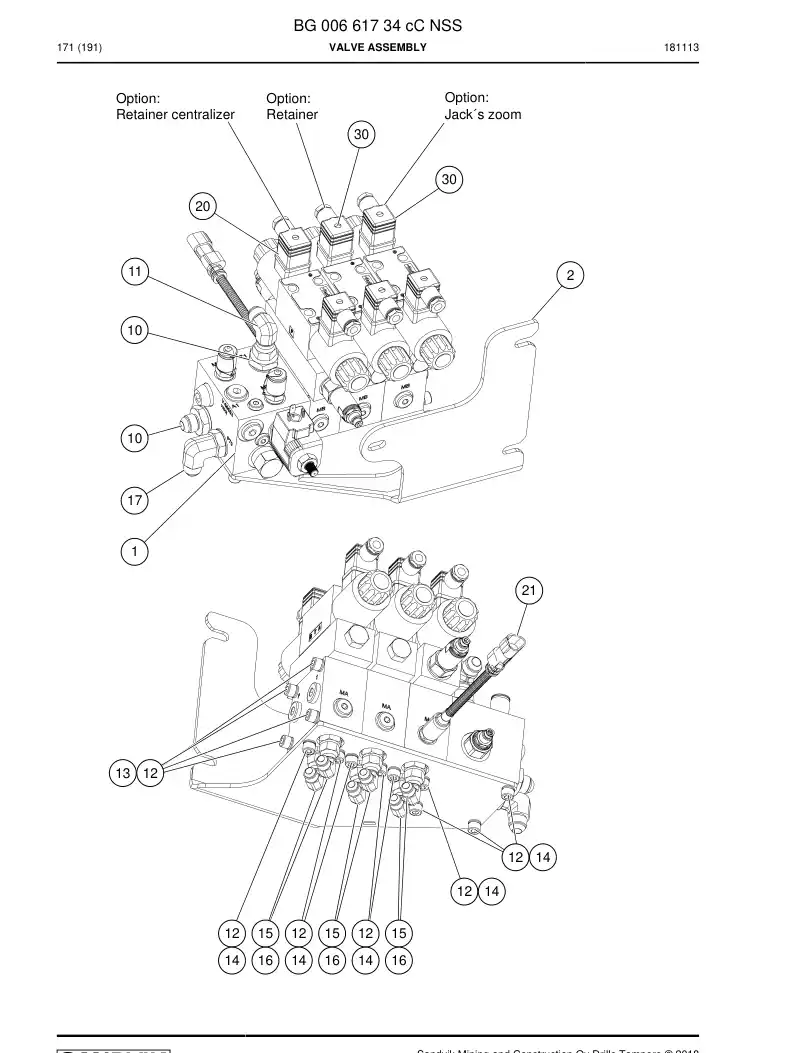 BG00661734c BG 006 617 34c Valve Assembly - Sandvik Technical Drawing