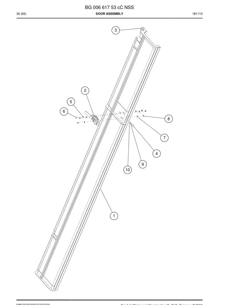 BG00661753c BG 006 617 53c Door Assembly - Sandvik Technical Drawing