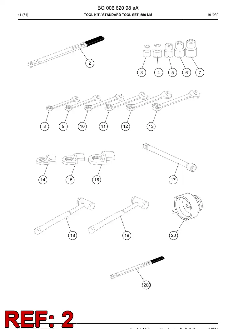 BG00662030a BG 006 620 30a Wrench, Torque - Sandvik Technical Drawing