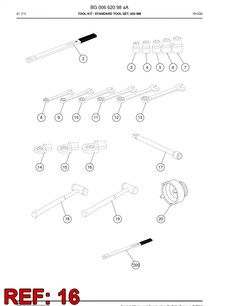 BG00662064a BG 006 620 64a Tool, Spanner - Sandvik Technical Drawing