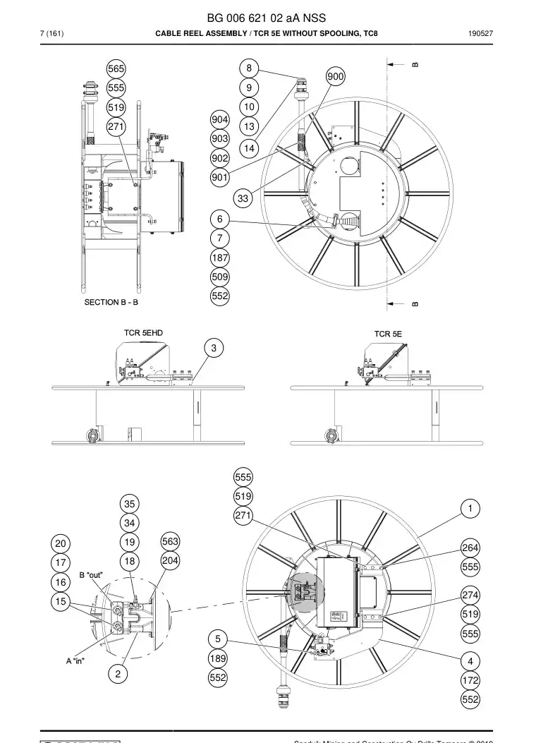 BG00662102a BG 006 621 02a Cable Reel Assembly - Sandvik Technical Drawing
