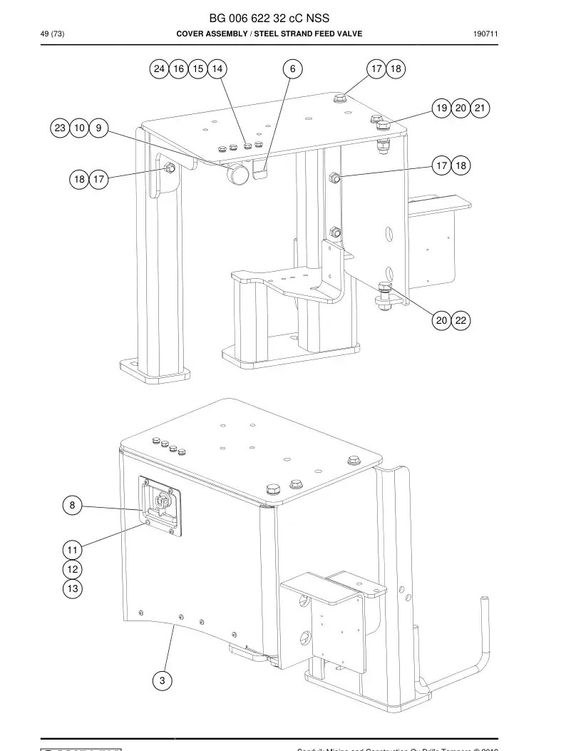BG00662232c BG 006 622 32c Cover Assembly - Sandvik Technical Drawing