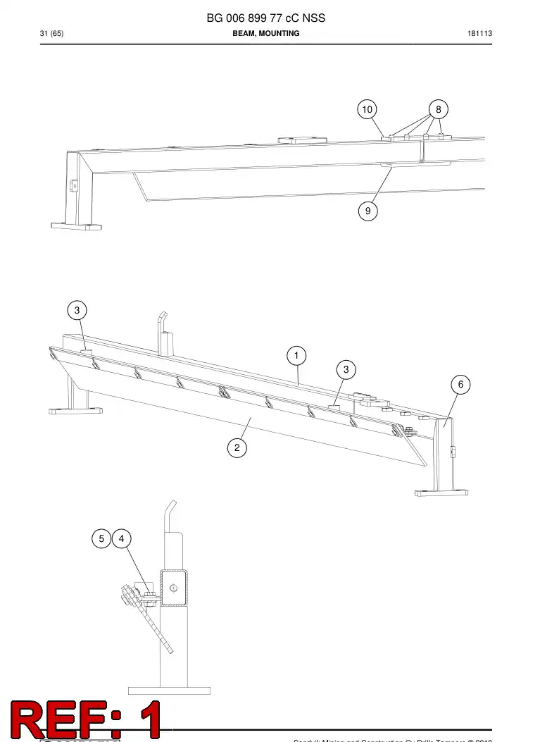 BG00662285b BG 006 622 85b Beam, Mounting - Sandvik Technical Drawing