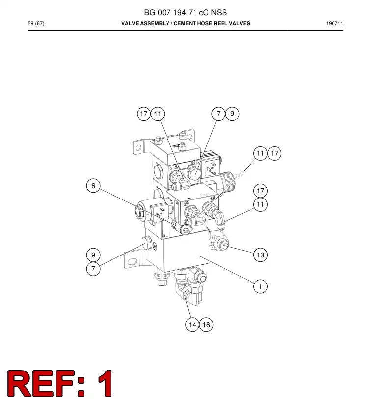 BG00662866c BG 006 628 66c Valve Assembly, Directional - Sandvik Technical Drawing