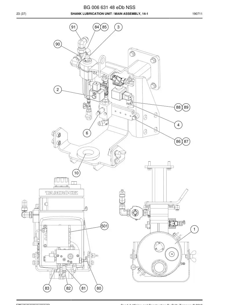 BG00663148e BG 006 631 48e Shank Lubrication Unit - Sandvik Technical Drawing