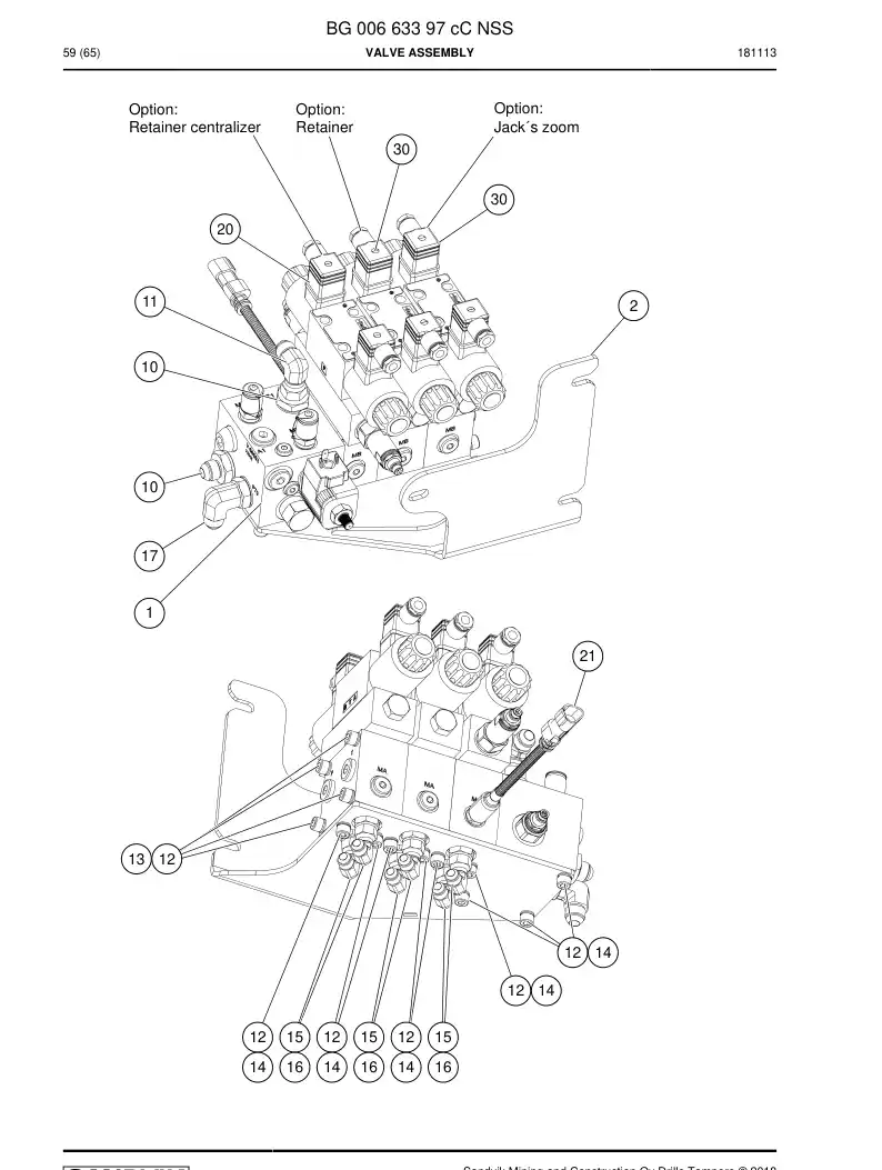 BG00663397c BG 006 633 97c Valve Assembly - Sandvik Technical Drawing