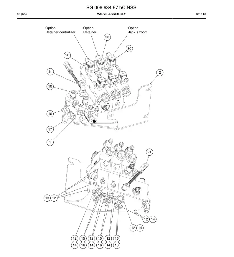 BG00663467b BG 006 634 67b Valve Assembly - Sandvik Technical Drawing