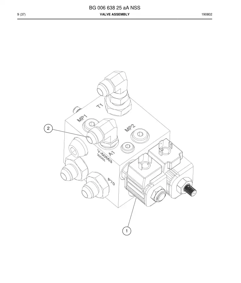 BG00663825a BG 006 638 25a Valve Assembly - Sandvik Technical Drawing