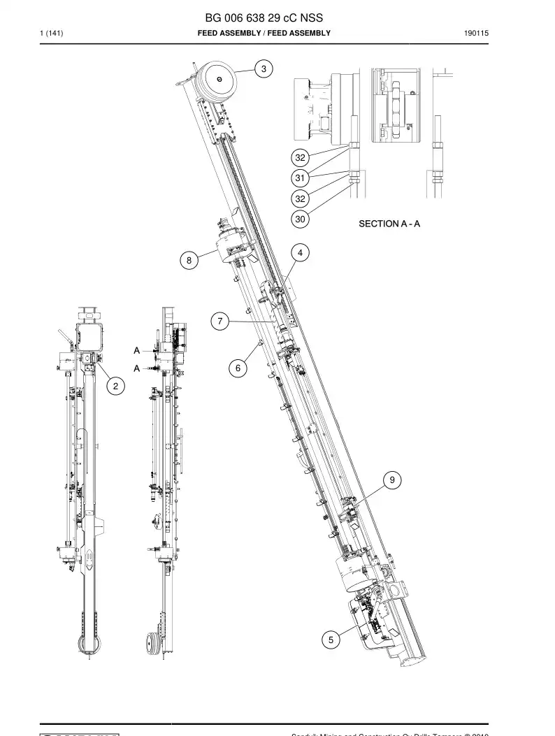 BG00663829c BG 006 638 29c Feed Assembly - Sandvik Technical Drawing