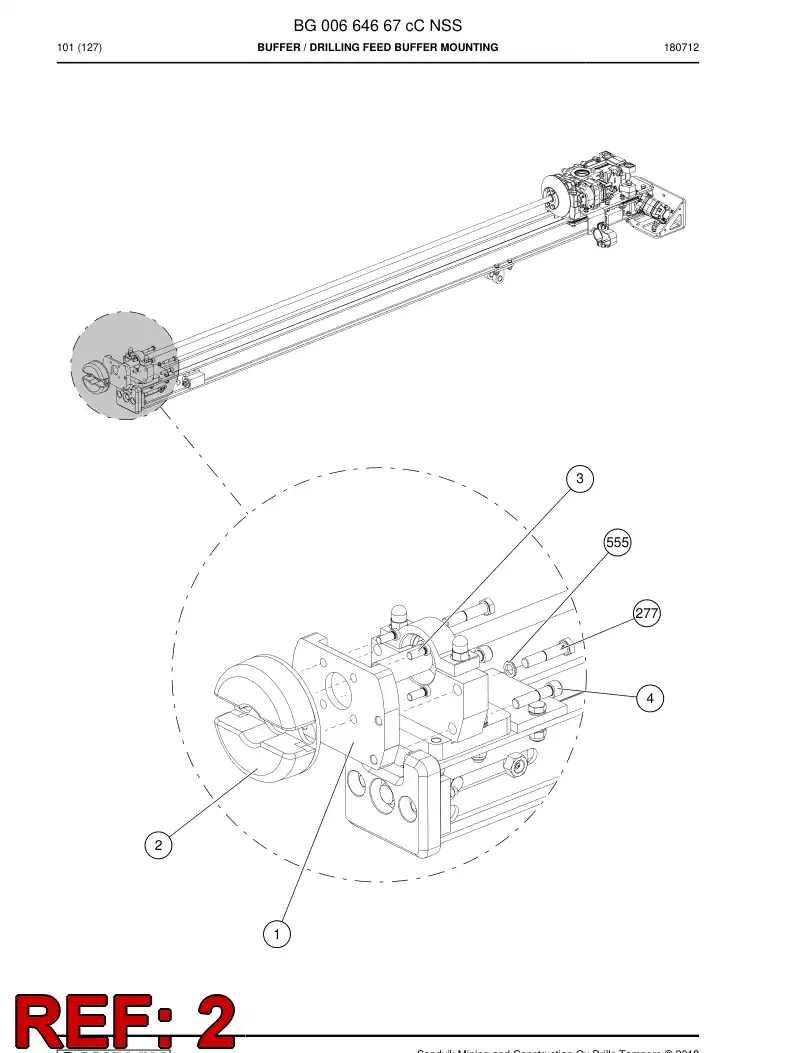BG00664624a BG 006 646 24a Buffer - Sandvik Technical Drawing